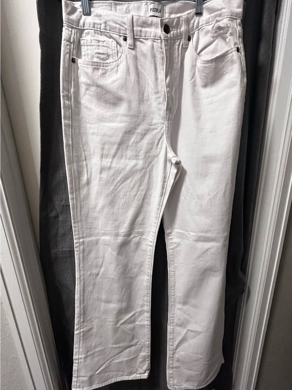 New Pistola brand Stevie high rise relaxed flare White denim 29” waist